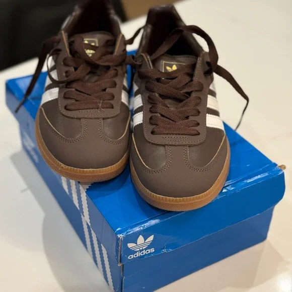 adidas Samba Leather Sneakers - Brown/White - Picture 2 of 5
